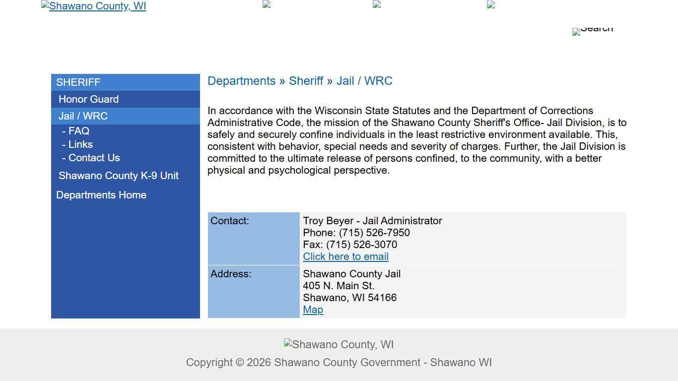 Shawano County Departments Sheriff Jail / WRC