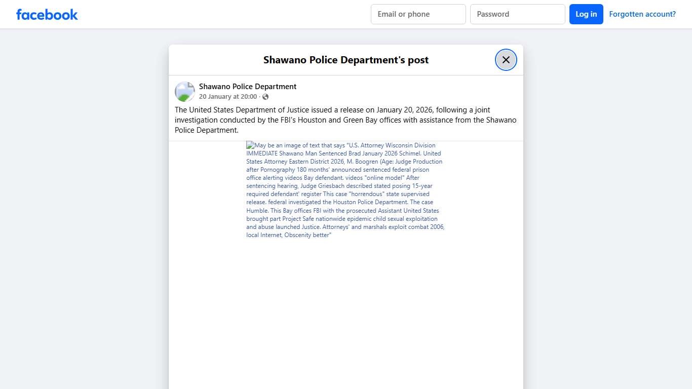 The United States Department... - Shawano Police Department Facebook